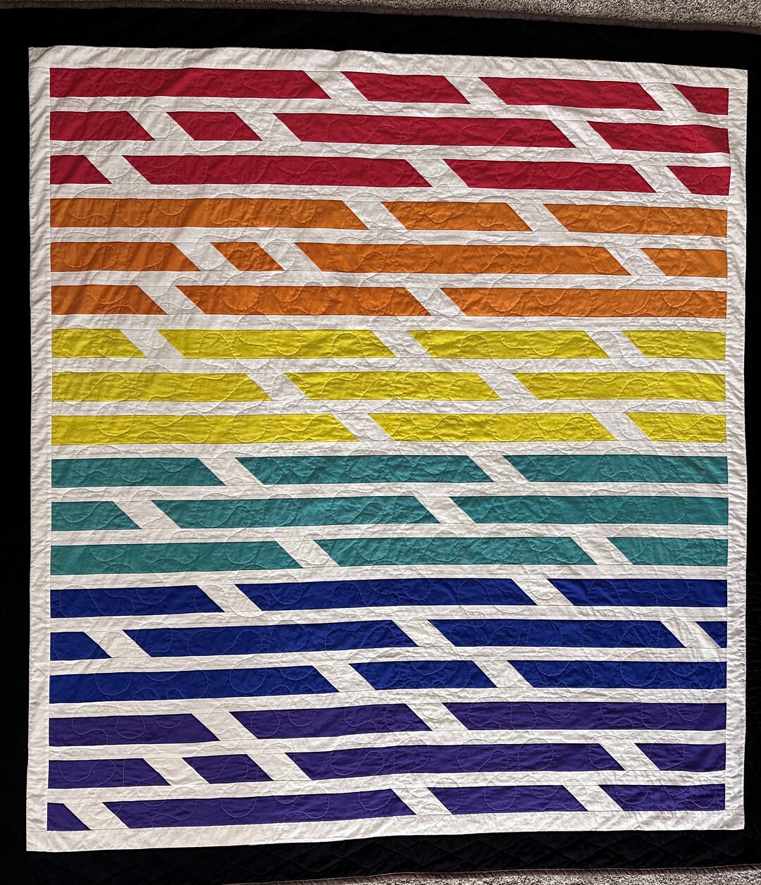 Rainbow Inspired Quilt Created With 100% Cotton Multi-colored Fabrics ...