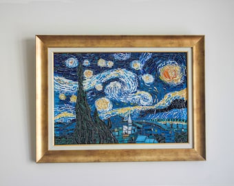 Van Gogh The Starry Night Custom Handmade Glass Mosaic Wall Art