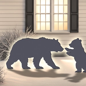 Molde para silhueta de mamãe e filhote de urso de 60 cm a 120 cm, para imprimir e recortar, estênceis para decoração natalina externa, PDF