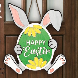 Easter Bunny Egg Door Hanger SVG: Laser Cut File (Digital Download)