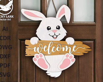 Easter Bunny Welcome Sign SVG: Laser Cut File (Digital Download)