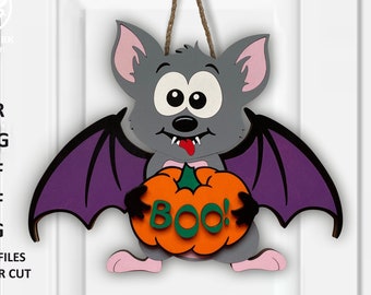 Halloween Bat Door Hanger SVG: Laser Cut File (Digital Download)