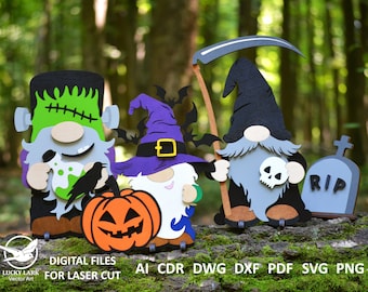 Halloween Gnomes SVG Laser Cut File Glowforge Design (Digital Download)