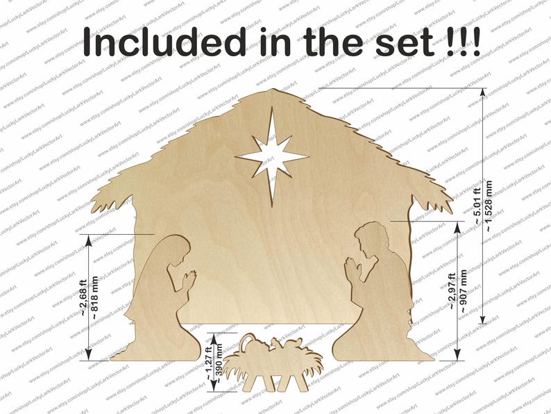 5.1ft Christmas Nativity Template Life-size, Printable Trace and Cut ...