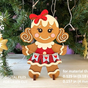 Layered Christmas Gingerbread Cut File | Laser Cut File | Standing Gingerbread SVG | Christmas SVG