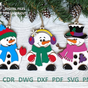 Snowman Ornament Laser File | Christmas Ornament SVG | Christmas Laser Files | Christmas Laser SVG | Snowman Laser Cut