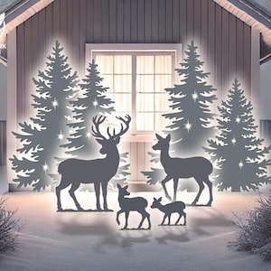 6ft, 7ft, 8ft Christmas Tree and Reindeer Template Printable / Outdoor Christmas Stencils Decor Decoration/ PDF Stencil