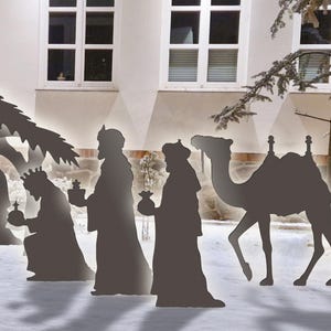 3 Weisen und ein Kamel Vorlagen für eine 1,50m Krippe, Weihnachtssilhouette, Vorlage zum Nachzeichnen und Ausschneiden der Krippensilhouette, Schablonen, PDF