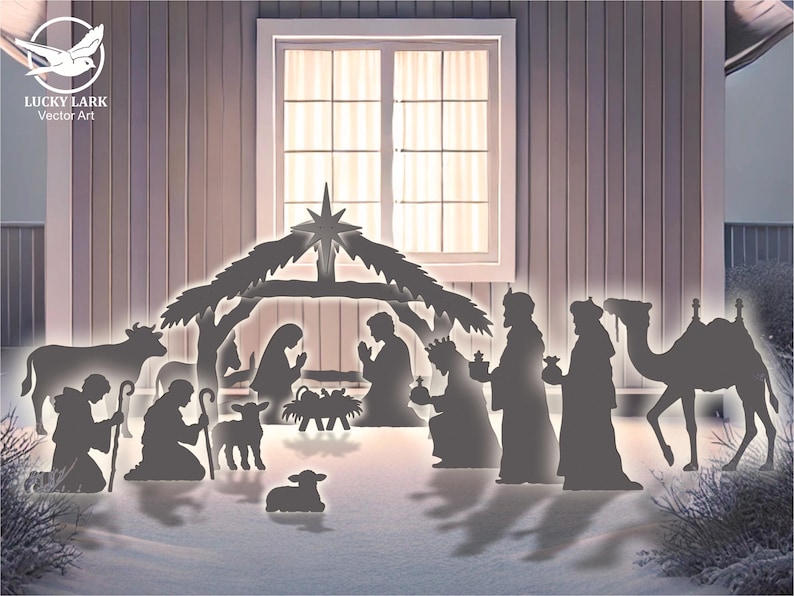 Christmas Tree und 5ft Nativity Scene Templates / Trace And Cut Christmas Silhouette / Outdoor Christmas Decor Stencils, PDF image 12