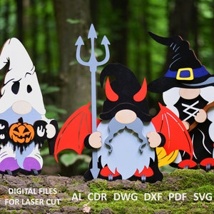 Halloween Gnomes Laser Cut File, Svg Bundle File, Vampire, Witch, Ghost Boo Gnome SVG,  Laser Cut File, Glowforge svg