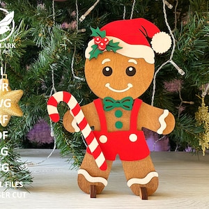 Christmas Gingerbread Laser Cut File | Layered Laser Cut File | Gingerbread svg | Christmas SVG | Gingerbread Boy SVG | Glowforge SVG