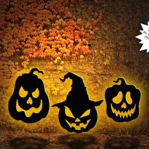 1ft, 2ft, 3ft Jack-o-Lanterns or Pumpkins Template / Printable Trace and Cut Halloween Silhouette Decor / PDF /Laser/CNC cutting files