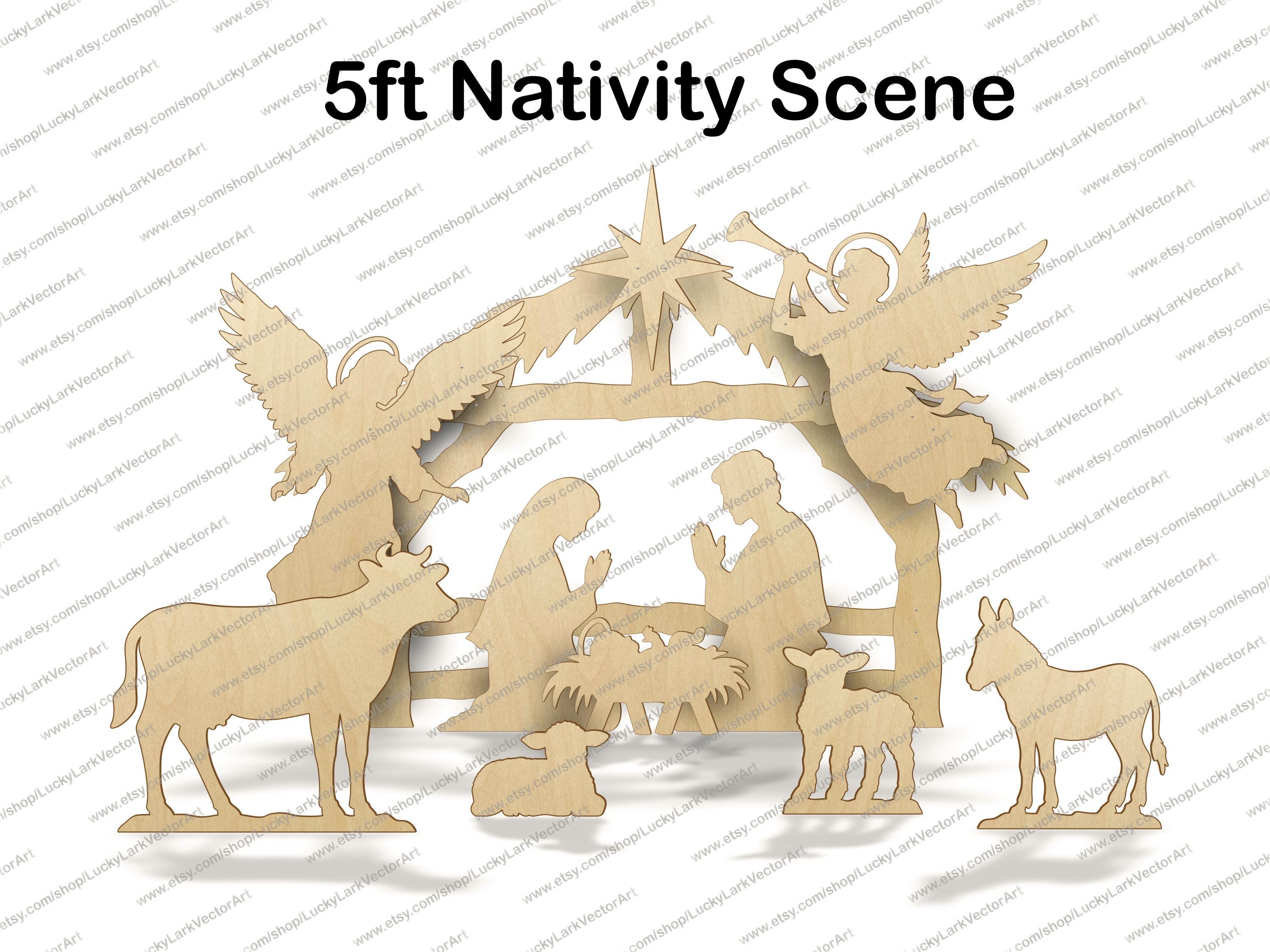 5ft Nativity Scene Life-size Angels & Animals, Printable Trace and Cut ...