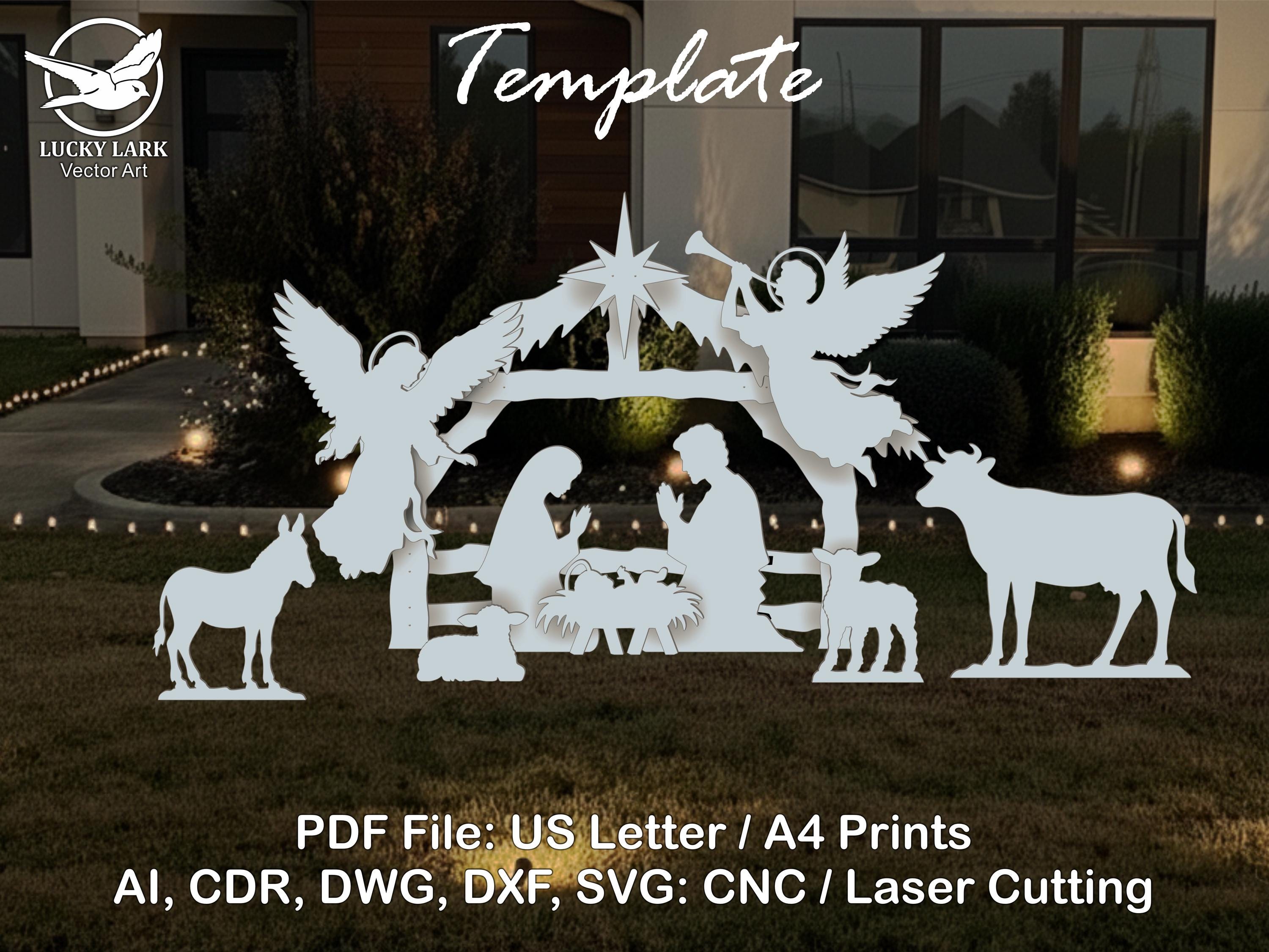 5ft Nativity Scene Life-size Angels & Animals, Printable Trace and Cut ...