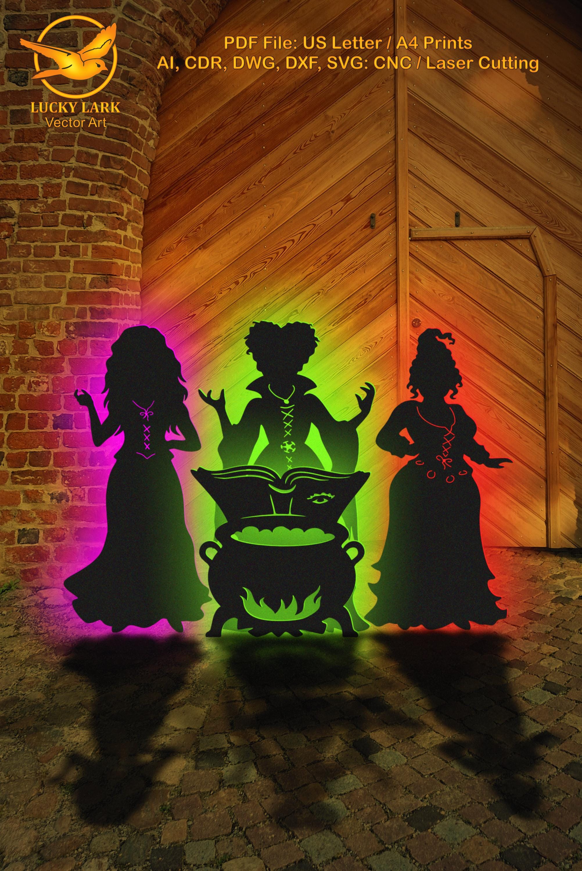 4-6ft Sanderson Sisters Halloween Template Printable, Trace and Cut ...