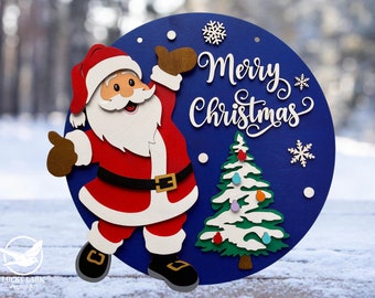 Weihnachtsmann-Weihnachtstürschild SVG: Glowforge Laser Cut-Datei (Digitale Datei)