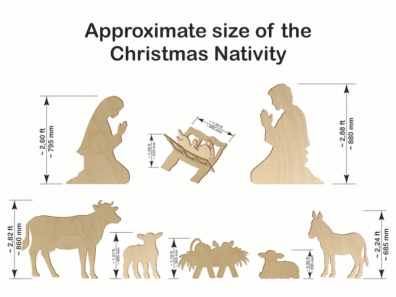 Christmas Tree und 5ft Nativity Scene Templates / Trace And Cut Christmas Silhouette / Outdoor Christmas Decor Stencils, PDF image 8
