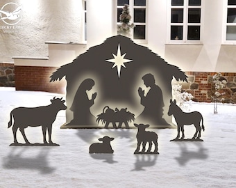 PDF, 1,5 m Krippe, Weihnachts Schablone, zum Abpausen und Schneiden, Weihnachtsmotiv, Schablone