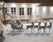 Christmas Templates Santa's Sleigh & Reindeer Life-Size, Trace and Cut Christmas Silhouette Decor Templates, Stencil, PDF