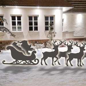 Christmas Templates with Santa&#39;s Sleigh, Life-Size Santa and Reindeer, Trace and Cut Christmas Silhouette Decor Templates, Stencil, PDF