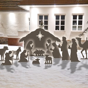 5.1 ft Weihnachtskrippe Lebensgroße, druckbare Verfolgung und Schnitt Krippe Silhouette, im Freien Weihnachtsdekor Schablonen, PDF