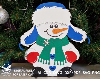 Christmas Snowman SVG Laser Cut File: Holiday Decor (Digital Download)