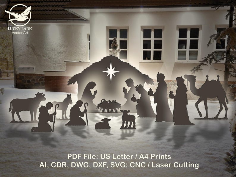 5.1ft Christmas Nativity Template Life-size, Printable Trace and Cut ...
