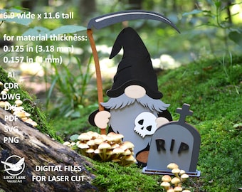 Halloween Gnome SVG Laser Cut File, Standing Decoration (Digital Download)