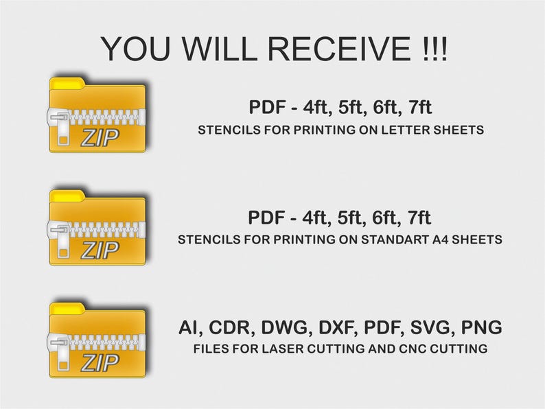 4ft, 5ft, 6ft, 7ft Santa Claus Print Templates / DIY Christmas