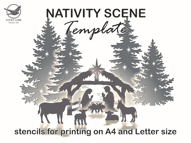 Christmas Tree und 5ft Nativity Scene Templates / Trace And Cut Christmas Silhouette / Outdoor Christmas Decor Stencils, PDF image 11