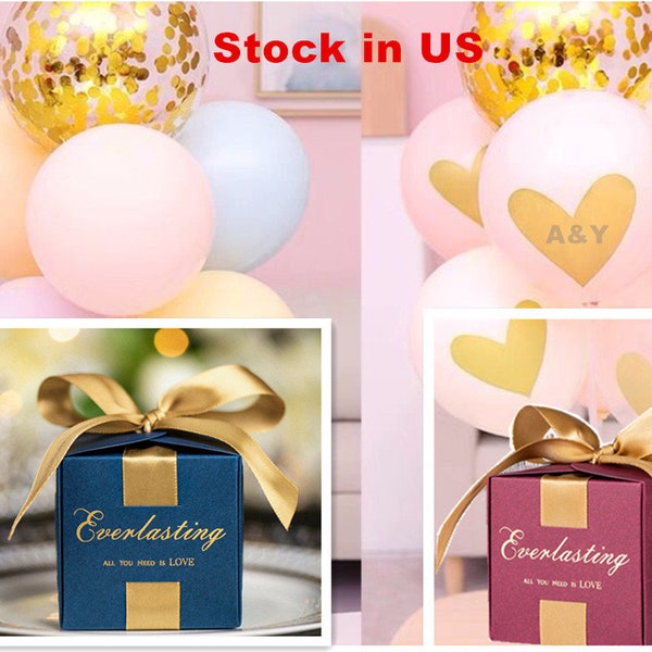 US Seller/20PCS Candy Boxes Wedding Favors/Party Gift Paper Ribbon Box/Wedding Favor For Guest /Birthday/Anniversary Holiday Party Gift Box