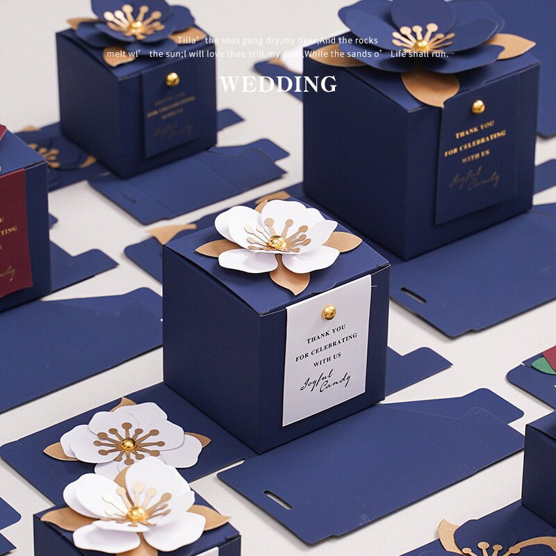 Navy Blue Wedding Favors Candy Packing Boxes/ Elegant 3D Etsy