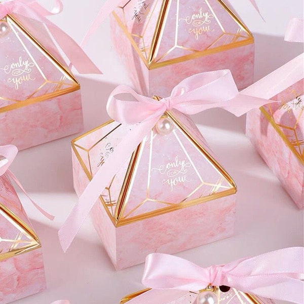 Elegant Candy Boxe Wedding Birthday Holiday Favor Party Gifts Paper Box Ribbon Box/bridal party, Anniversary favor boxes with Pearl gift box