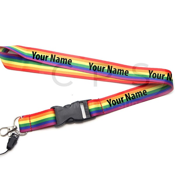 Custom Rainbow Lanyard with Plastic Buckle and Safety Breakaway, Personalize Classy Lanyard for Events, Customizable Logo Lanyard for Events