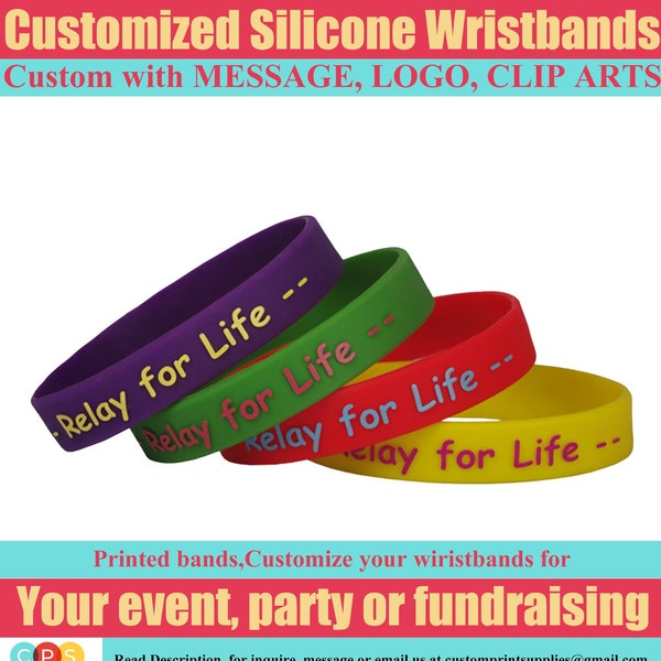 Custom Rubber Bracelets for Promo Events Fundraising Awareness Motivation Inspiration Promote Advocate Causes Graduati Weddings Festival