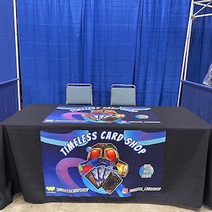 Custom Logo Spandex Tablecloth: Trade Show Vendor Event Table Cover