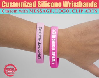 Breast Cancer Awareness Silicone Wristband with Ribbon Imprint – Pink Support Bracelet, Chemo Gift, Fundraiser & Survivor Gift Jewelry