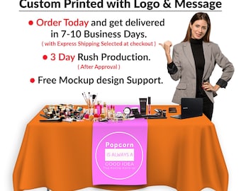 Custom Table Runner with Business Logo Your Text Personalized Tablecloth Runners Customize Logo for Tradeshow Business Vendor Display Show