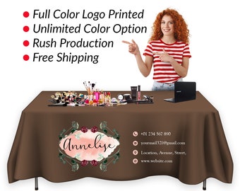 Custom Table Cover for Vendor Display Show, Personalize table covering with Logo, Customized Business TableCloth for Trade Show, Spa Logo