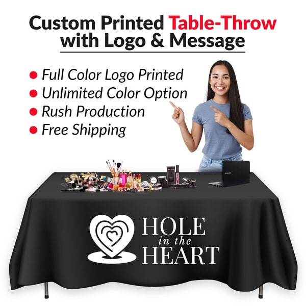 Custom tablecloth, design your own table cover for pop up shop | logo table throw craft fair | vendor display show | wedding | banquet