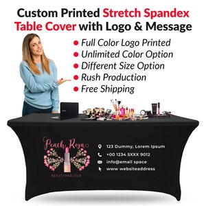 Custom Stretch Tablecloth For Pop Up Shop, Spandex Table Cover With Logo For Trade Show Personalize Fitted Vendor Table Cloth For CraftShow