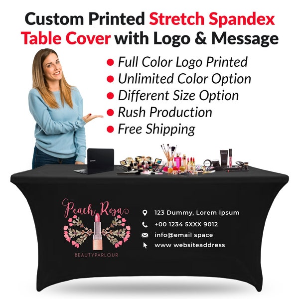 Custom Stretch Tablecloth For Pop Up Shop, Spandex Table Cover With Logo For Trade Show Personalize Fitted Vendor Table Cloth For CraftShow