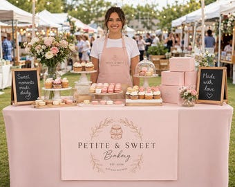 Vendor Booth Canvas Table Runner Logo, Personalized Table Banner Polyester, Craft Fair Farmers Market Trade Show Pop Up Shop Small Business