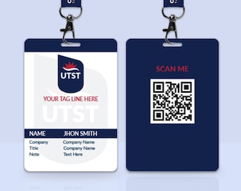 Custom Vertical ID Badge: Employee, Nurse, Teacher - PVC Card