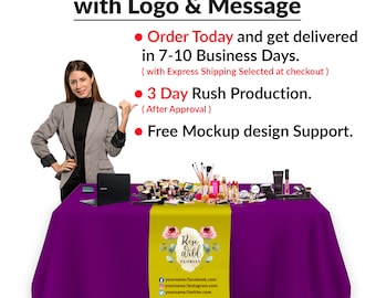 Custom Table Banner with Logo, Personalized Table Runner for Pop Up Shop Display, Custom Table Runner Logo for Trade Show Sales Events Booth