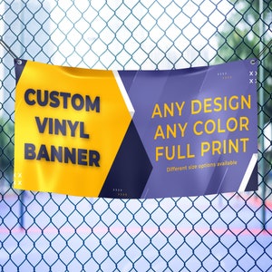 Custom Vinyl Banner Printing: Personalized Outdoor Banner for Trade Show Business Advertising Birthday and Wedding with Grommets