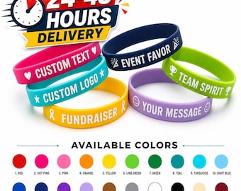 Custom Silicone Wristbands, Personalized Rubber Bracelets with Logo or Text, Bulk Event Bands