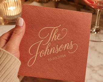 Personalized Monogram Napkins, Custom Wedding Napkins, Cocktail Bar Napkins for Bridal Shower & Rehearsal Dinner, Engagement Party Decor