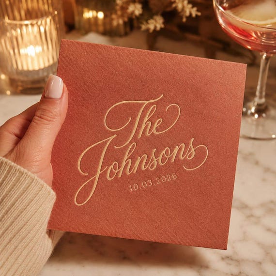 Personalized Monogram Napkins, Custom Wedding Napkins, Cocktail Bar Napkins for Bridal Shower & Rehearsal Dinner, Engagement Party Decor
