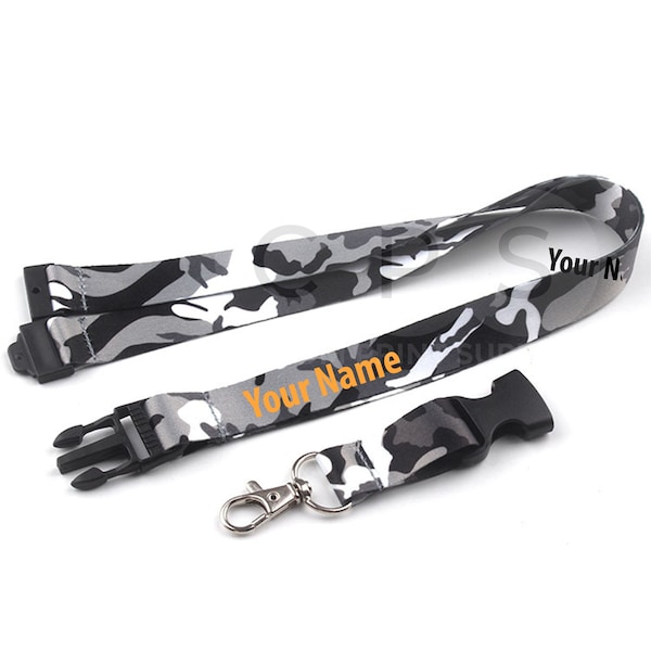 Breakaway Lanyard With Custom Print, Camo Lanyard With Plastic Buckle, Hunting Lanyard For Him Personalize Lanyard for Father Woodland Camo